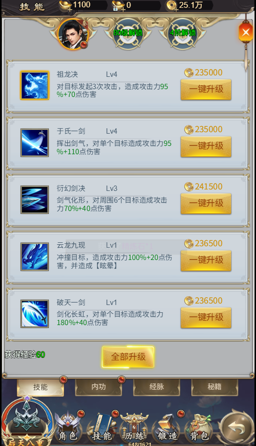 技能升级界面